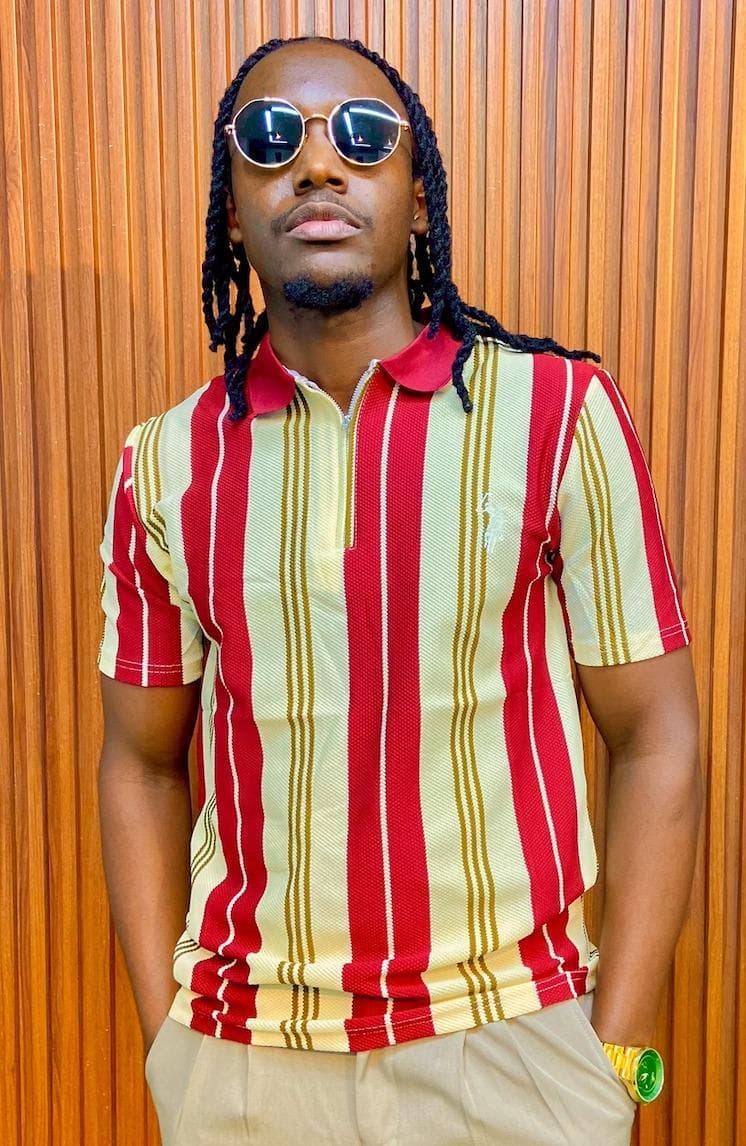 Zip Collar Striped Mamba T-Shirts — men's t-shirts by Rovamen